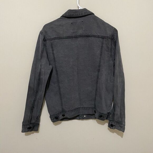 7 Diamonds Men’s Mac Denim Jacket Trucker Charcoal Jean Size Small Button Front - Picture 3 of 9